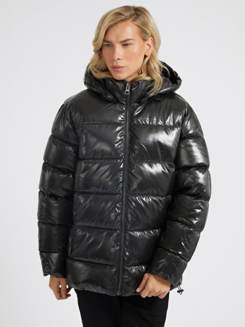 Doudoune à Capuche En Nylon Guess Noir