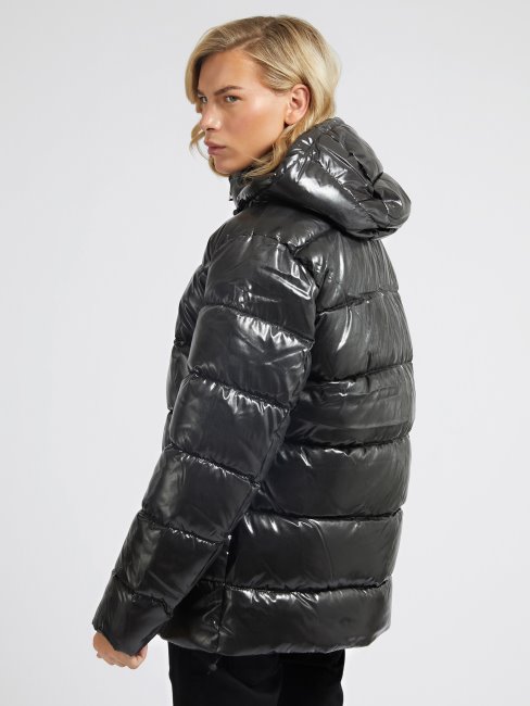 Doudoune à Capuche En Nylon Guess Noir