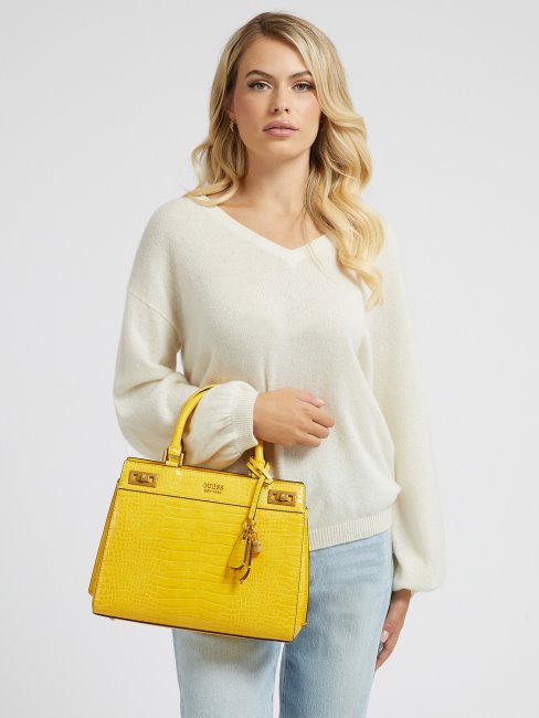 Sac à Main Guess Jaune Imprimé Croco Katey