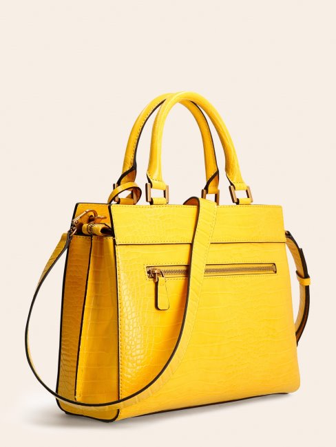 Sac à Main Guess Jaune Imprimé Croco Katey