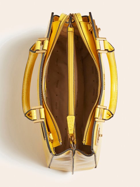 Sac à Main Guess Jaune Imprimé Croco Katey