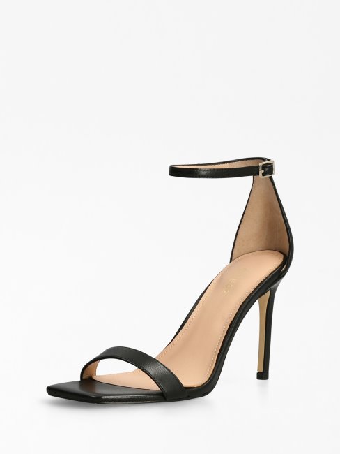 Sandale Devon En Cuir Véritable Noir Guess