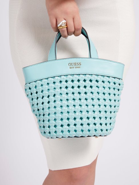 Mini Cabas Guess Sicilia Tressé Bleu Clair