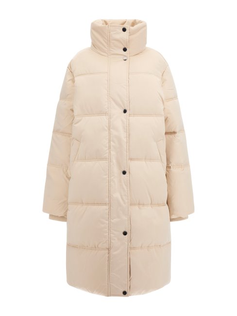Guess Longue Doudoune En Nylon Beige