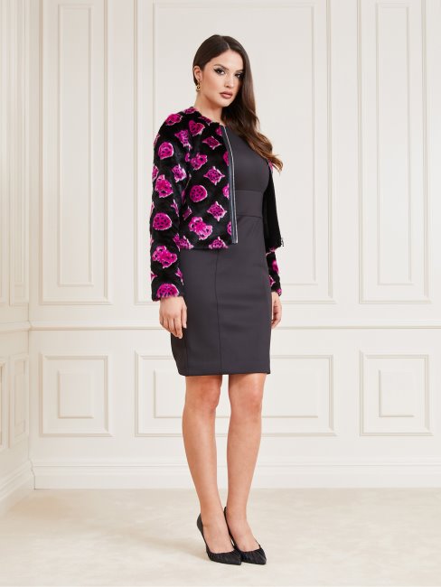 Veste Courte Fausse Fourrure Rose Guess