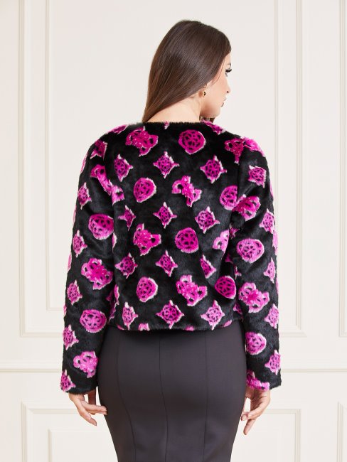 Veste Courte Fausse Fourrure Rose Guess