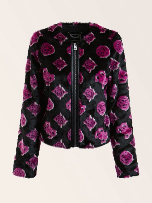 Veste Courte Fausse Fourrure Rose Guess