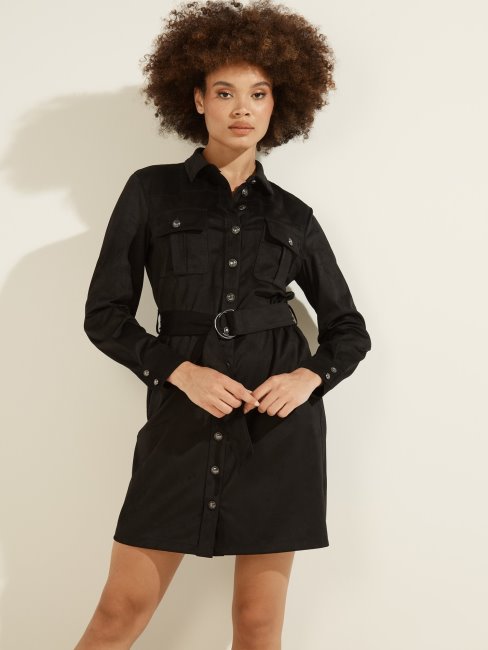 Robe Noire En Simili Daim Guess