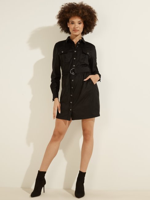 Robe Noire En Simili Daim Guess