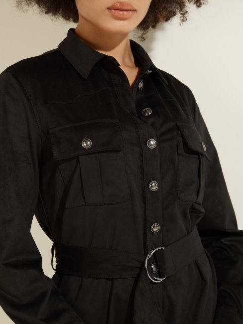 Robe Noire En Simili Daim Guess