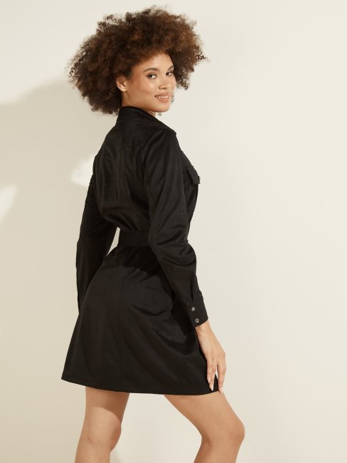 Robe Noire En Simili Daim Guess