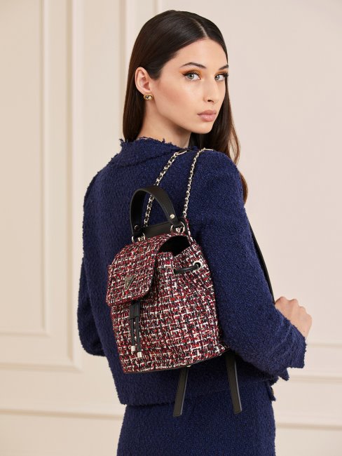 Sac à Dos Guess En Tweed Cessily Rouge