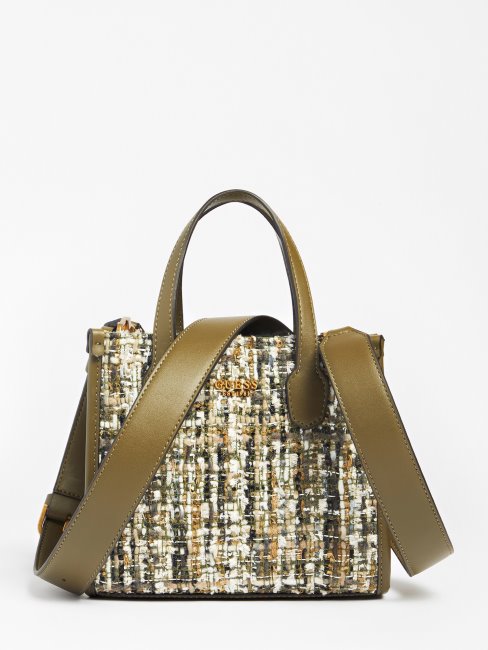 Guess Silvana Tweed Mini Sac à Main Vert