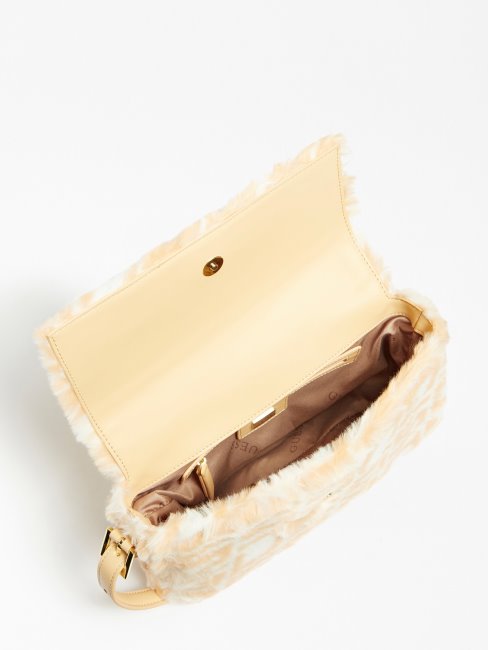 Sac Porté épaule En Fausse Fourrure Blanc Multi Guess Fura