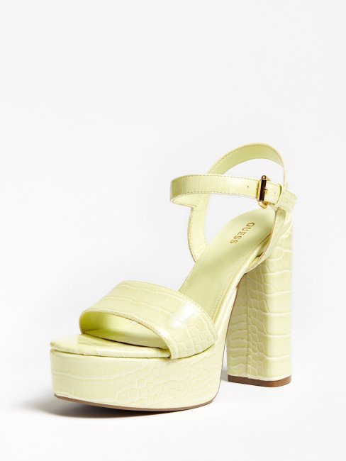 Gabela Sandale Imprimé Croco Jaune Guess