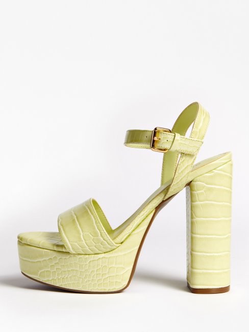 Gabela Sandale Imprimé Croco Jaune Guess