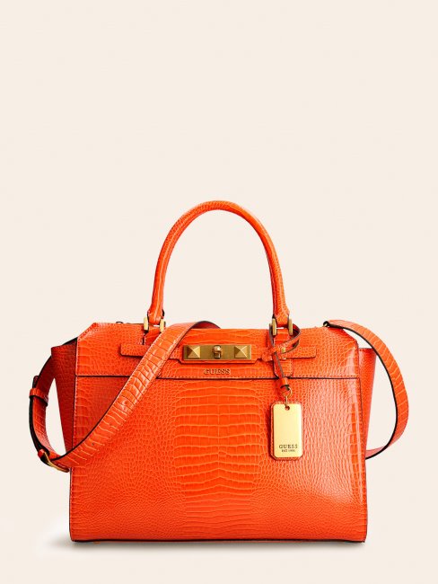 Sac à Main Guess Raphie Orange Imprimé Croco