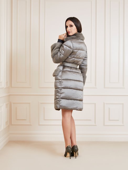 Marciano Fausse Fourrure Détails Doudoune Longue Guess Marron