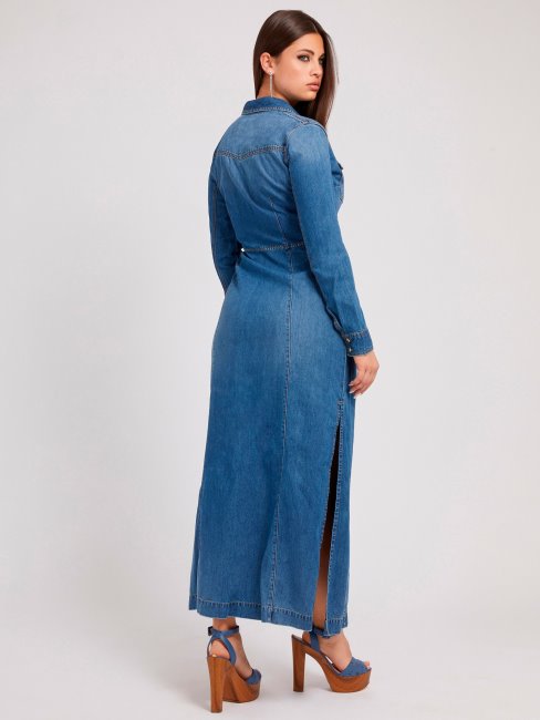 Robe Longue En Jean Bleu Guess