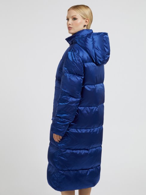 Doudoune Longue En Couette Réel Bleu Guess