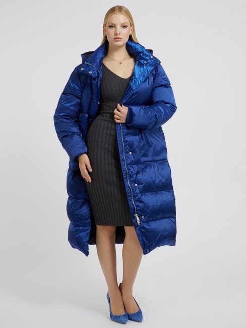 Doudoune Longue En Couette Réel Bleu Guess