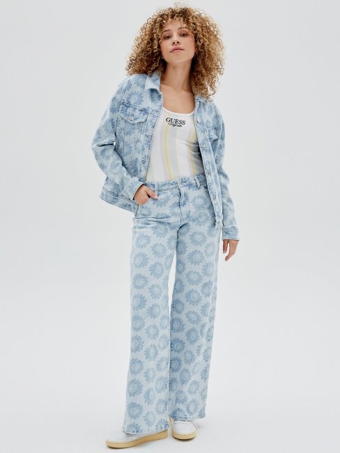 Guess Bleu Veste En Jean Imprimé All-over