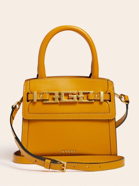 Cristina Mini Sac à Main En Cuir Véritable Jaune Guess