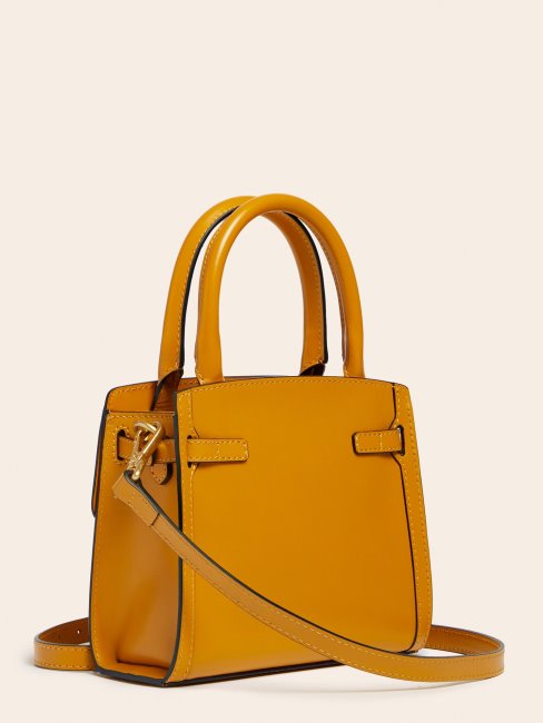 Cristina Mini Sac à Main En Cuir Véritable Jaune Guess