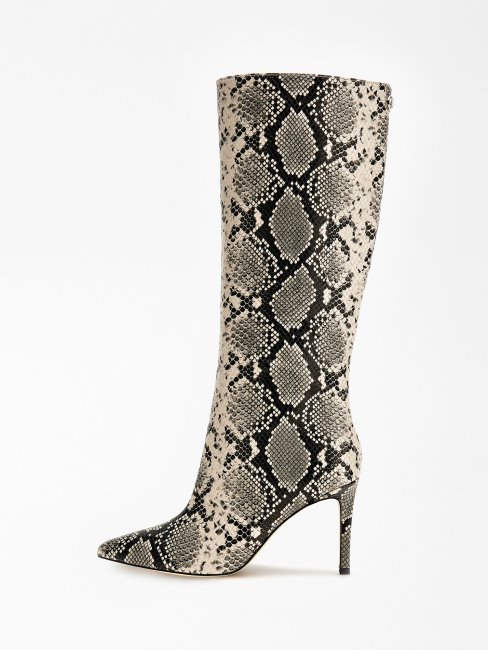Bottes Hautes Dayton Noires à Imprimé Python Guess