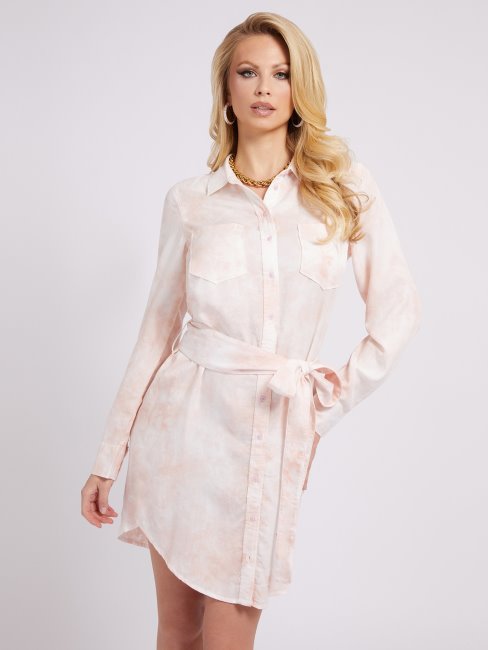 Robe Chemisier Ceinturée Guess Rose Clair