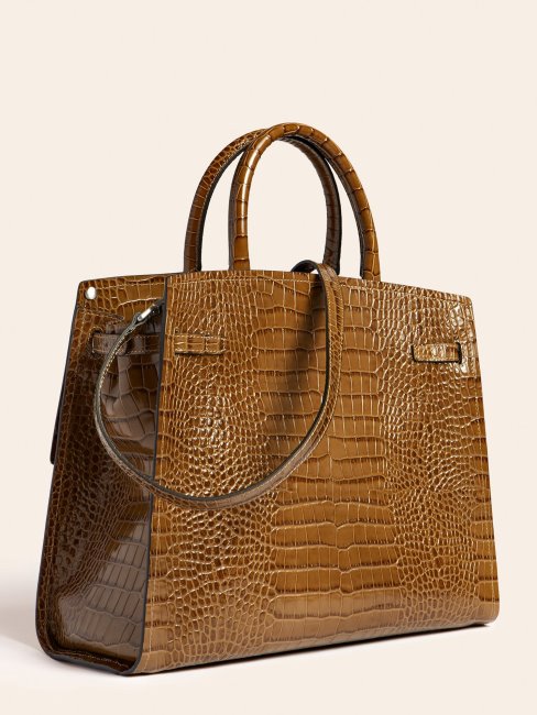 Guess Megan Luxe Sac à Main En Cuir Véritable Vert