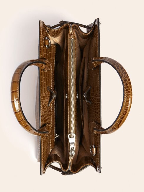 Guess Megan Luxe Sac à Main En Cuir Véritable Vert