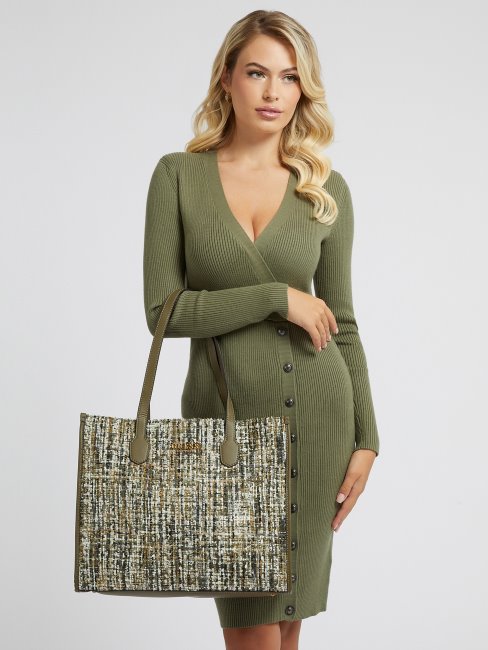 Guess Silvana Tweed Shopper Vert