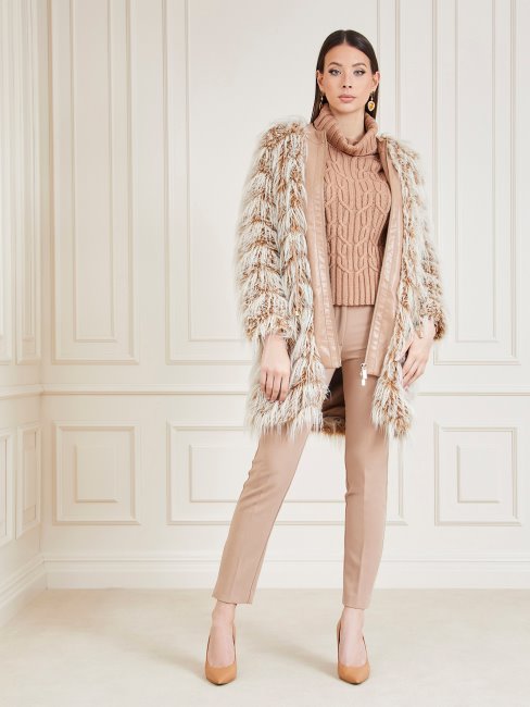 Manteau En Fausse Fourrure Marciano Beige Guess