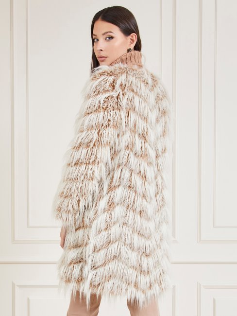 Manteau En Fausse Fourrure Marciano Beige Guess