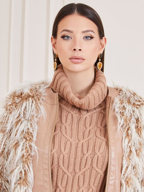 Manteau En Fausse Fourrure Marciano Beige Guess