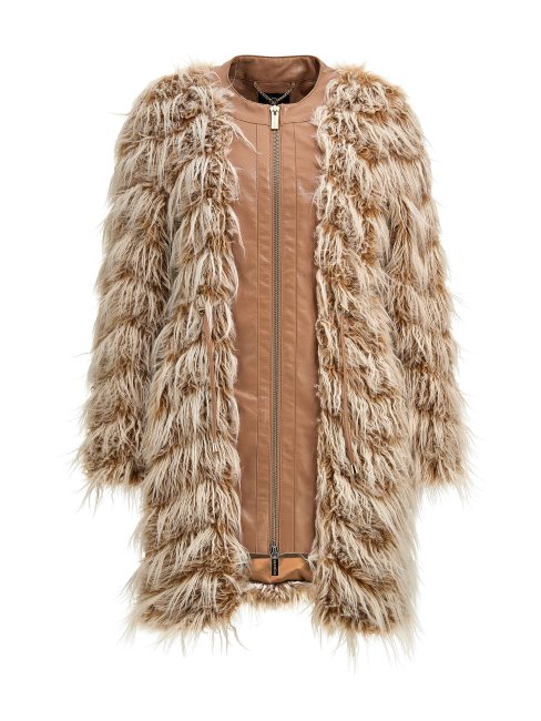 Manteau En Fausse Fourrure Marciano Beige Guess