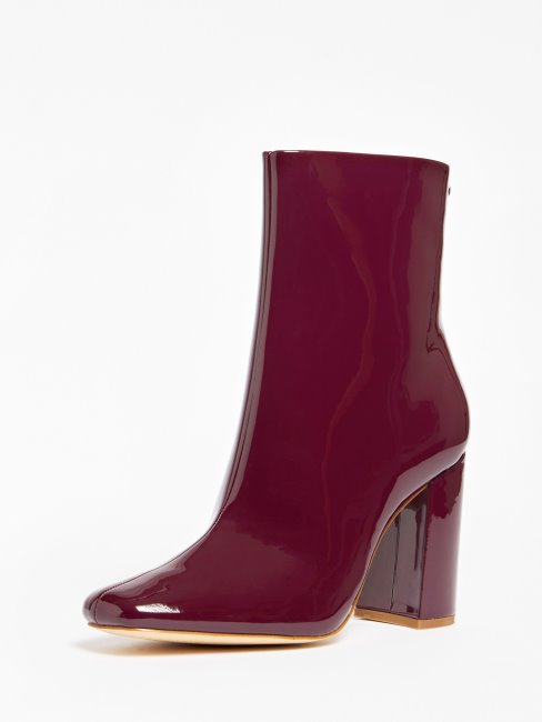 Bottes Guess Basses En Cuir Verni Rouge