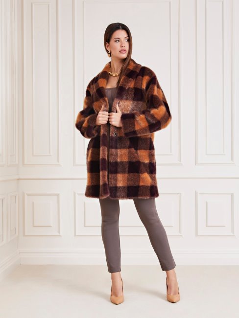 Guess Marciano Manteau En Fausse Fourrure Marron Multi