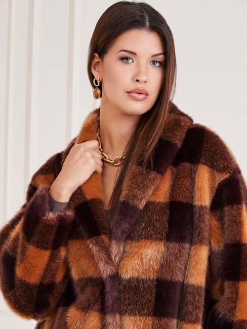 Guess Marciano Manteau En Fausse Fourrure Marron Multi