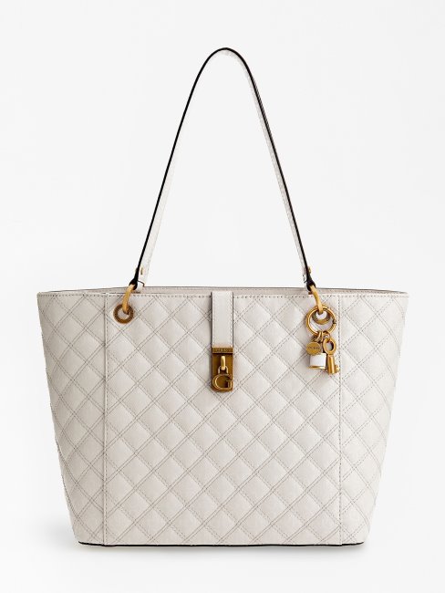 Shopper Noelle En Cuir Verni Blanc Guess