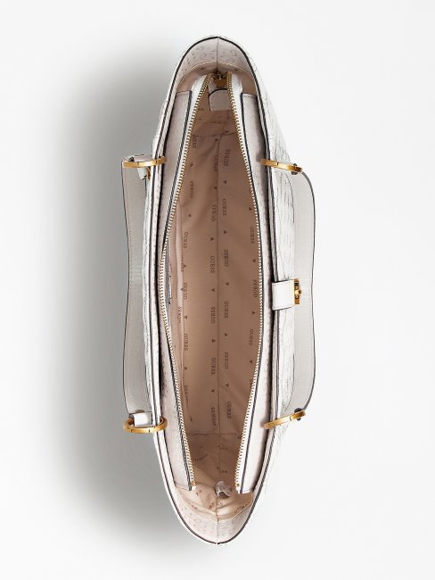 Shopper Noelle En Cuir Verni Blanc Guess