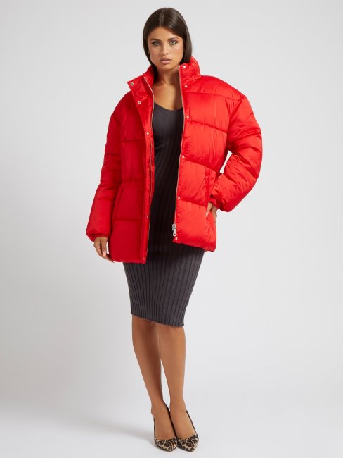 Guess Doudoune Ceinturée Rouge