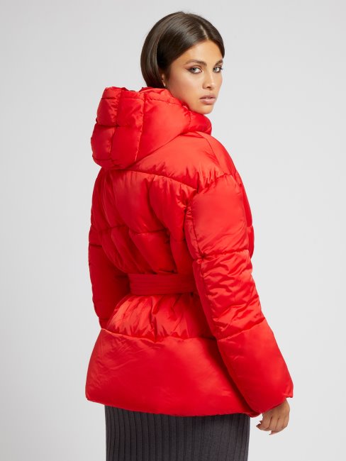 Guess Doudoune Ceinturée Rouge