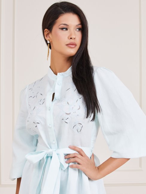 Robe Ceinturée Marciano Guess Bleu Clair