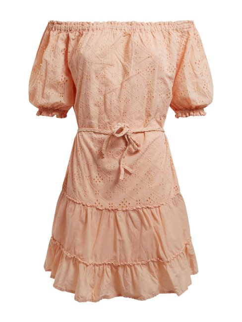 Robe En Coton à épaules Dénudées Rose Foncé Guess