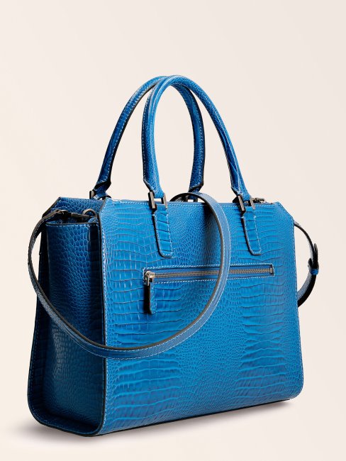 Sac à Main Guess Raphie Imprimé Croco Bleu