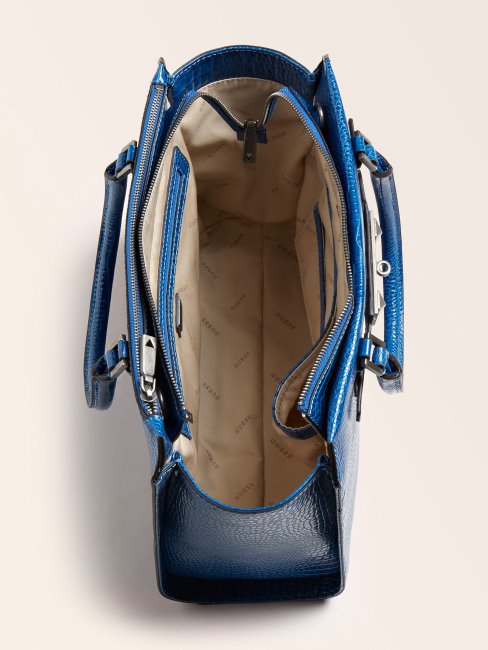 Sac à Main Guess Raphie Imprimé Croco Bleu