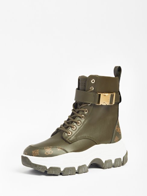 Guess Vert Boucle Bikerz Chaussures De Course Montantes