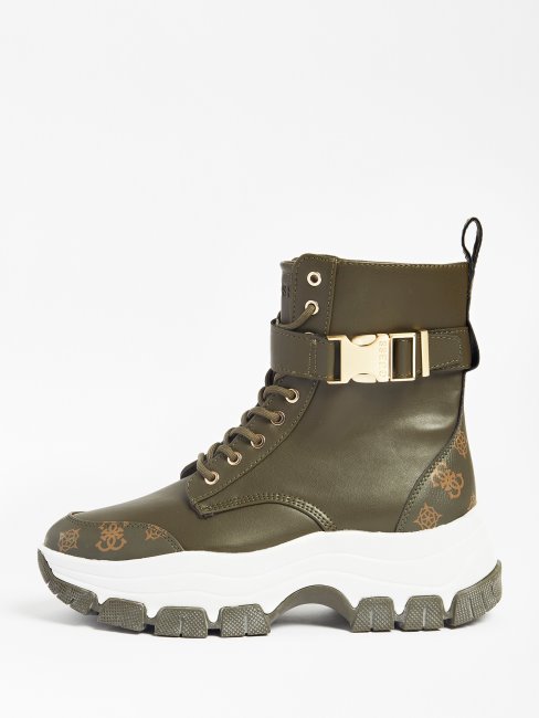 Guess Vert Boucle Bikerz Chaussures De Course Montantes